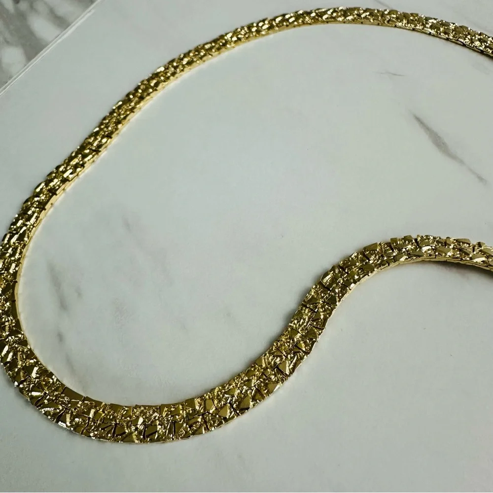 Golden Nugget Style Vintage 24” Gold Plated Necklace - Picture 7 of 13